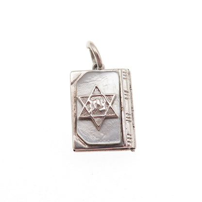 J.M. Fisher 925 Sterling Antique Art Deco MOP Torah Locket Mini Charm Pendant