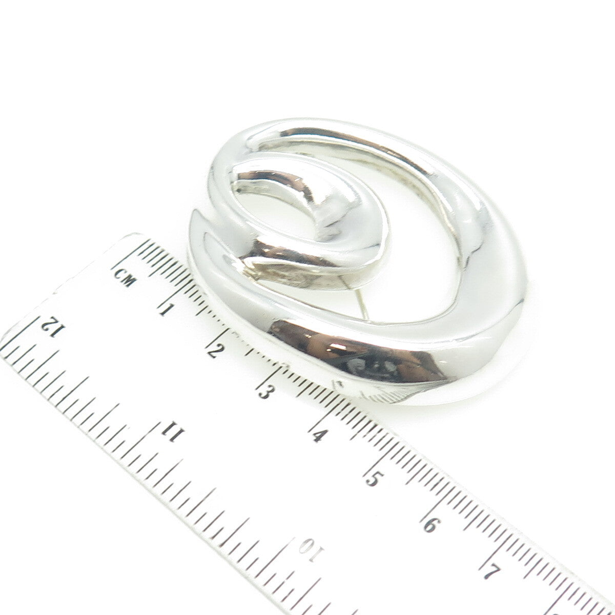 ZINA 925 Sterling Silver Vintage Modernist Twisted Knot Pin Brooch