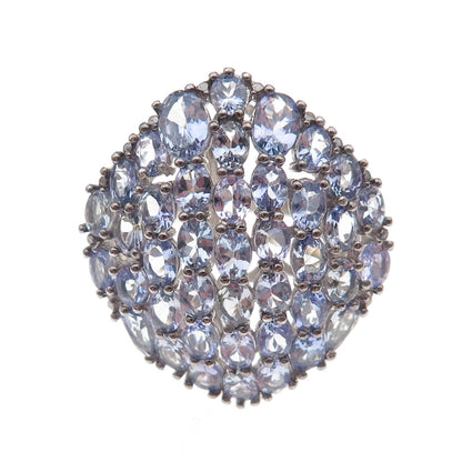 Chuck Clemency 925 Sterling Silver 2-Tone Real Oval-Cut Tanzanite Ring Size 8.25