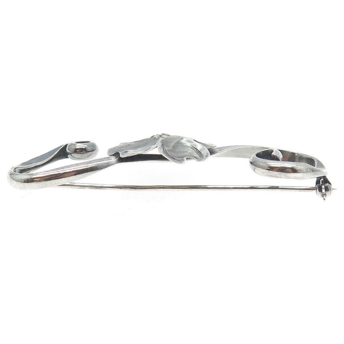 STUART NYE 925 Sterling Silver Antique Art Deco Floral Leaf Pin Brooch