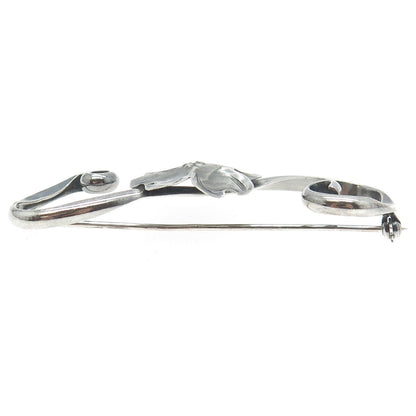 STUART NYE 925 Sterling Silver Antique Art Deco Floral Leaf Pin Brooch