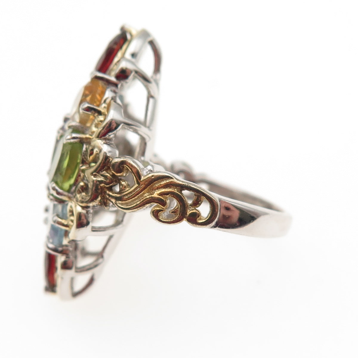 Chuck Clemency 925 Sterling Topaz Amethyst Peridot Garnet Citrine Ring Size 5.25