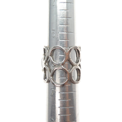 925 Sterling Silver Vintage Real Round-Cut White Topaz Modernist Ring Size 6.75