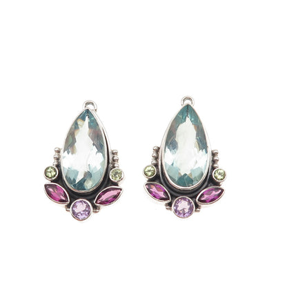 Nicky Butler Sterling Silver Vintage Blue Topaz Amethyst Peridot Jacket Earrings