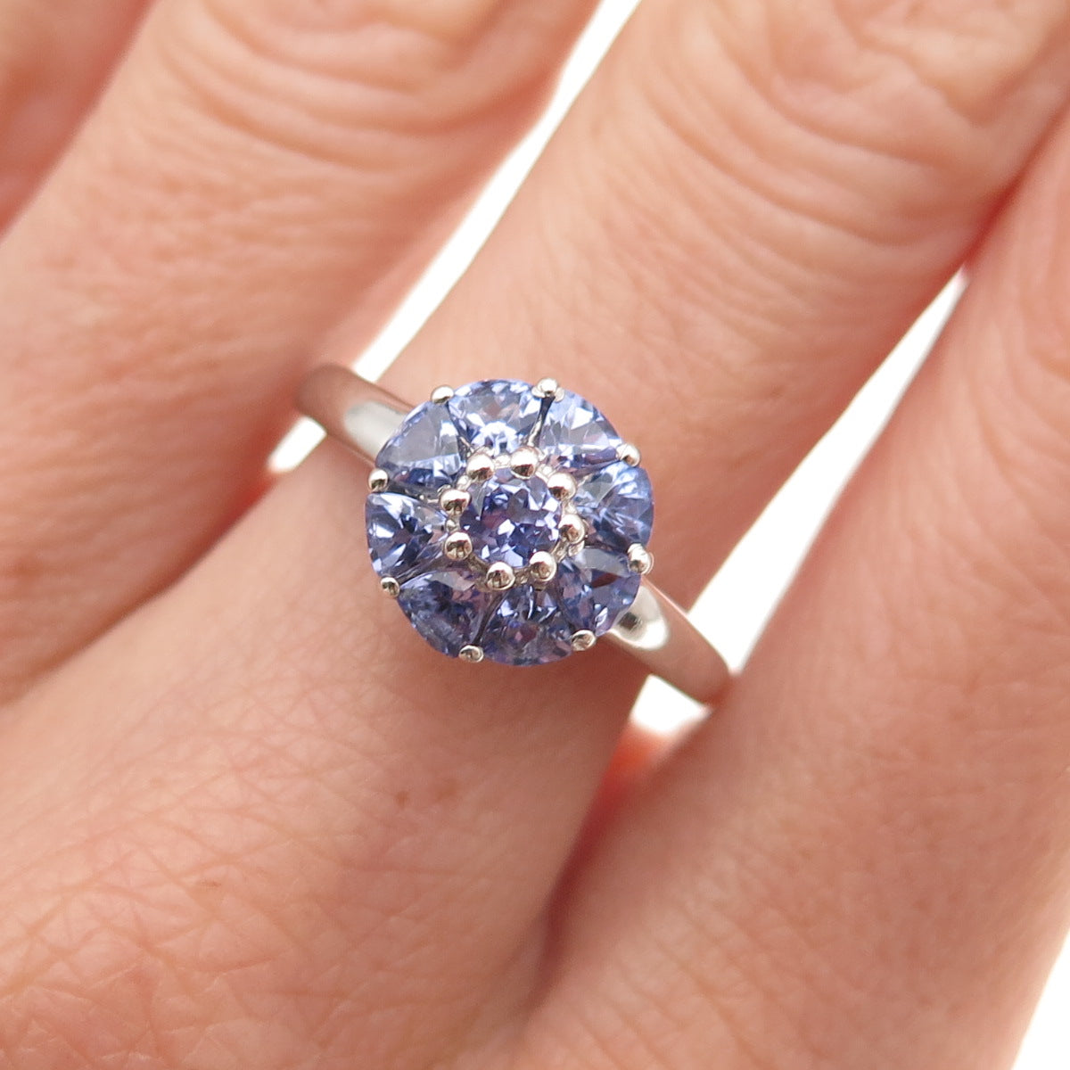 Chuck Clemency 925 Sterling Silver Real Multi-Cut Tanzanite Ring Size 7.25