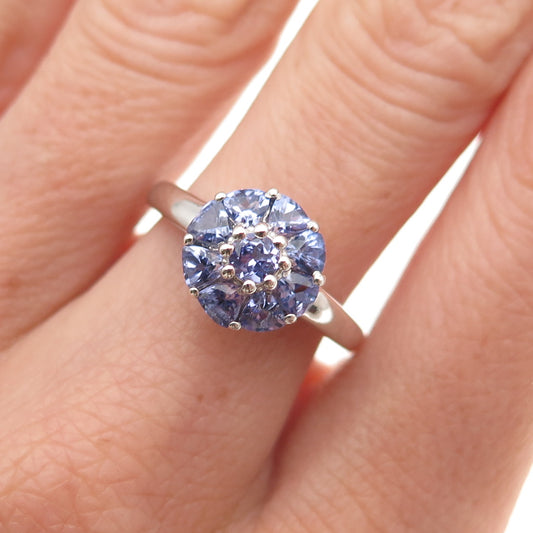 Chuck Clemency 925 Sterling Silver Real Multi-Cut Tanzanite Ring Size 7.25