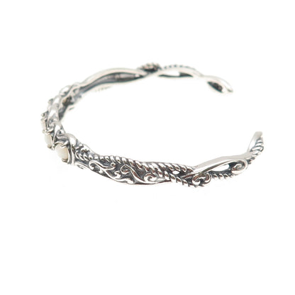 Carolyn Pollack 925 Sterling Silver Vintage Real MOP Adjustable Cuff Bracelet 7"