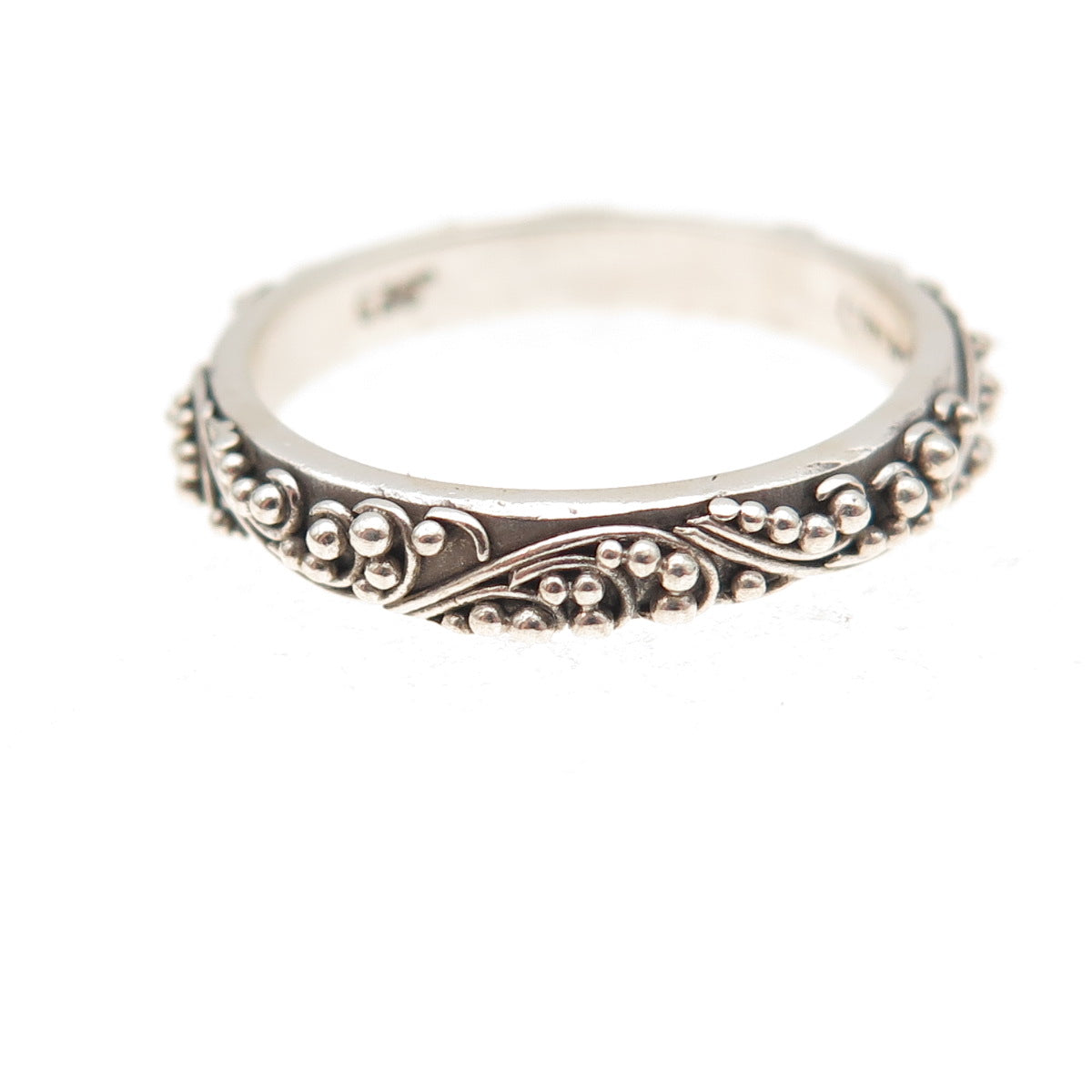 Lois Hill 925 Sterling Silver Vintage Granulated Scroll Band Ring Size 7.25
