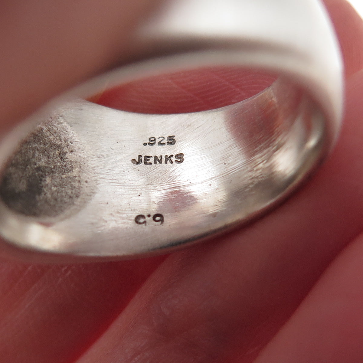 Lisa Jenks 925 Sterling Silver Vintage Modernist Oxidized Signet Ring Size 8.25