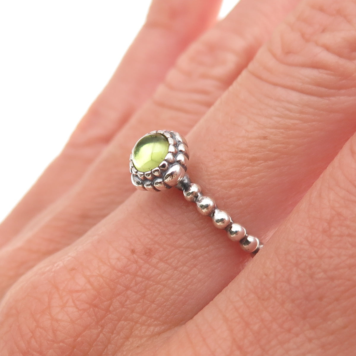 Pandora 925 Sterling Silver Real Peridot August Birthday Blooms Ring Size 6