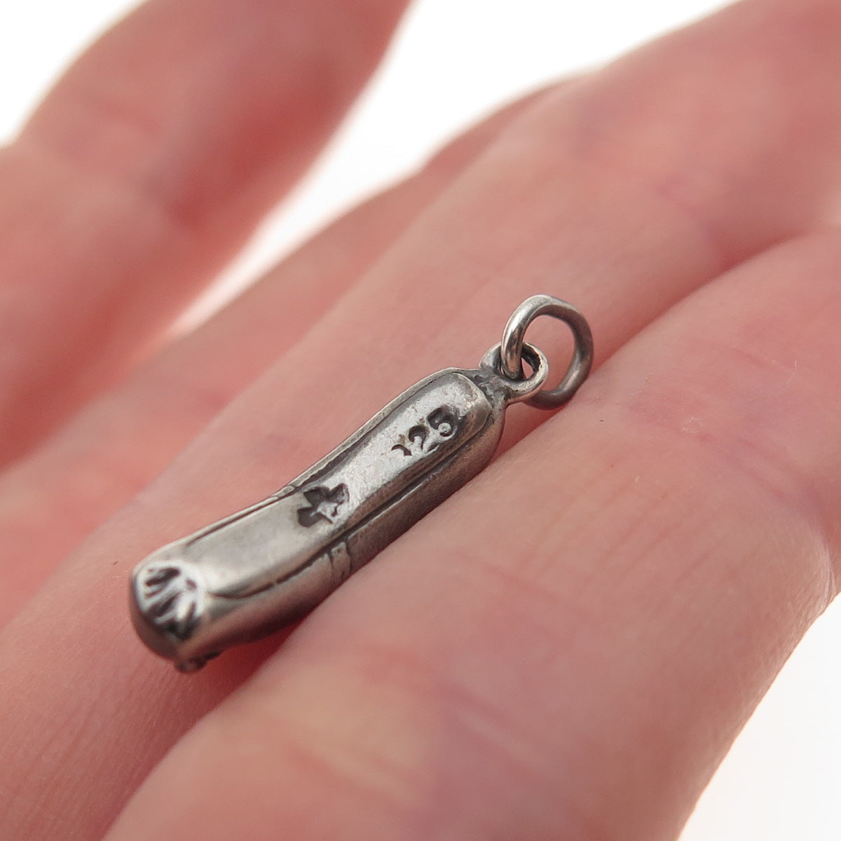 Sunwest 925 Sterling Silver Vintage Ballerina Shoe 3D Mini Charm Pendant