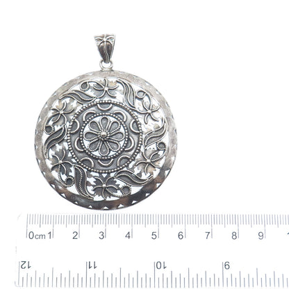 DOUG PAULUS 925 Sterling Silver Vintage Modernist Flower Oxidized Pendant