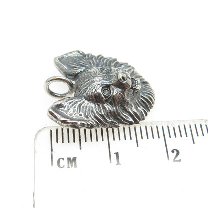 925 Sterling Silver Vintage Pomeranian Dog Oxidized Charm Pendant