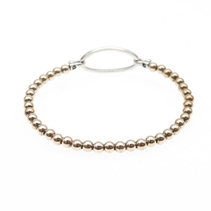 925 Sterling Silver 2-Tone Real Diamond Bangle Bracelet 6.25" (missing 1 stone)