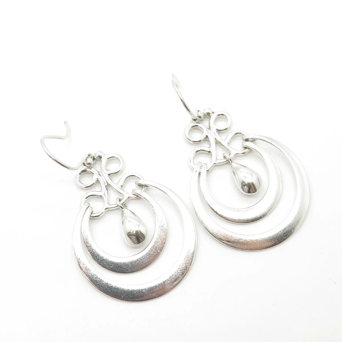 925 Sterling Silver Vintage Mexico ATI Dangling Hook Earrings