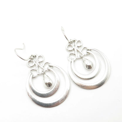925 Sterling Silver Vintage Mexico ATI Dangling Hook Earrings