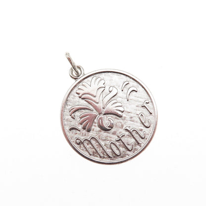 Wells 925 Sterling Silver Vintage Mother Flower Charm Pendant
