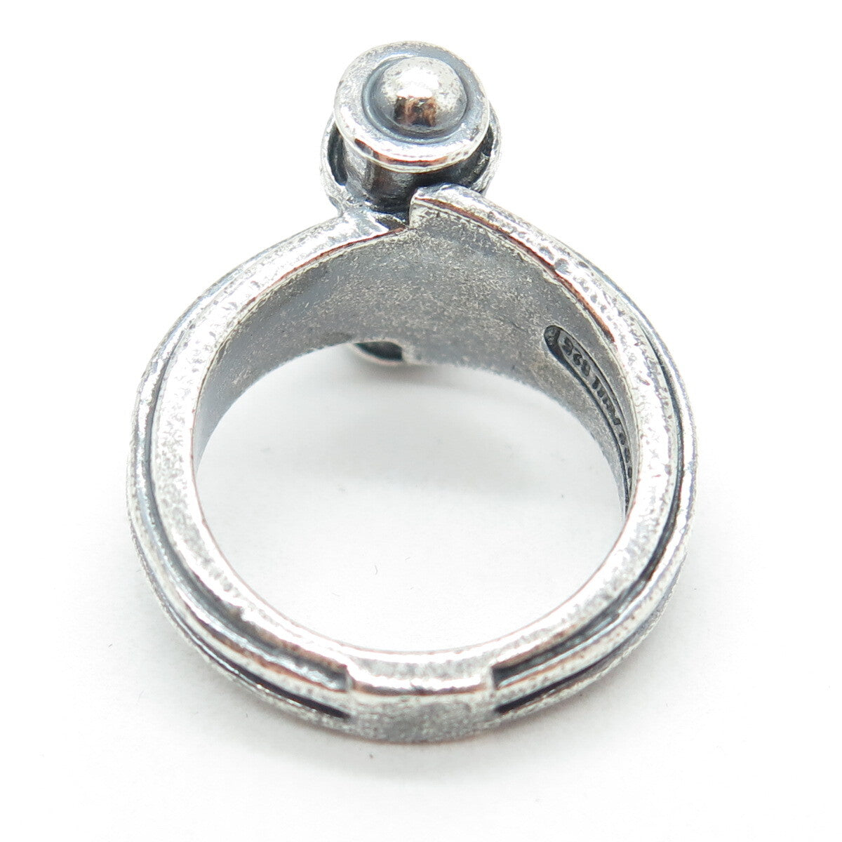 SMS 925 Sterling Silver Vintage Modernist Scroll Oxidized Ring Size 6.75