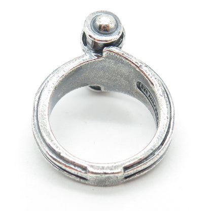 SMS 925 Sterling Silver Vintage Modernist Scroll Oxidized Ring Size 6.75