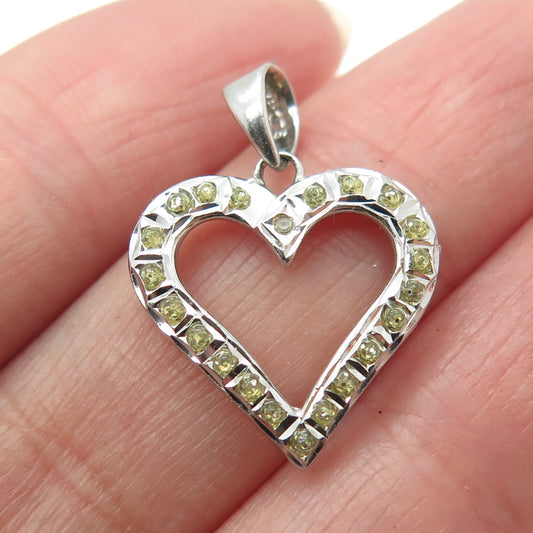 SLC Select Jewelry Sterling Silver Real Diamond Accent & Citrine Heart Pendant