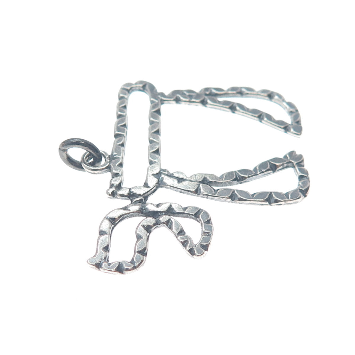 925 Sterling Silver Vintage Chai Judaica Oxidized Charm Pendant