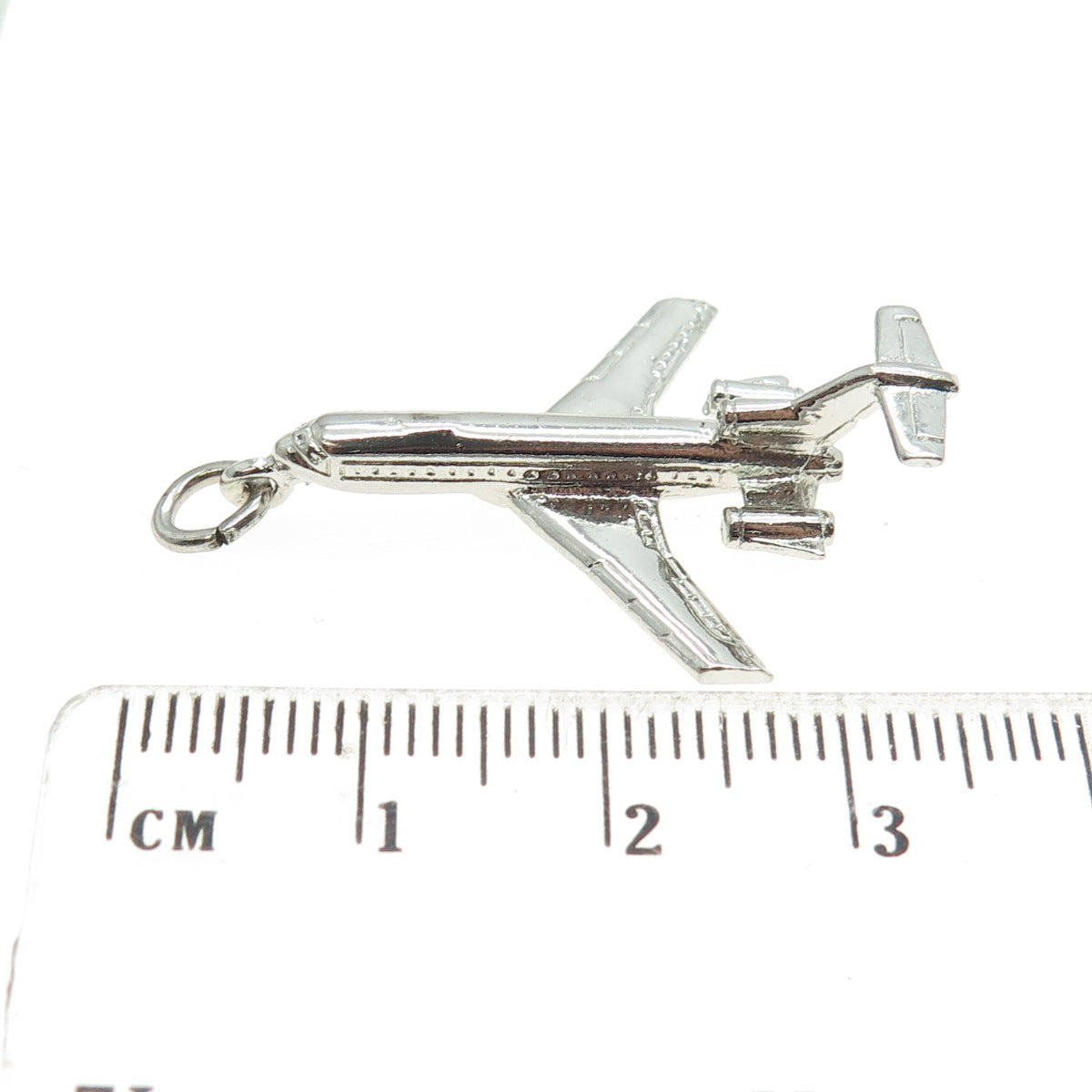 WELLS 925 Sterling Silver Vintage Airplane 3D Pendant