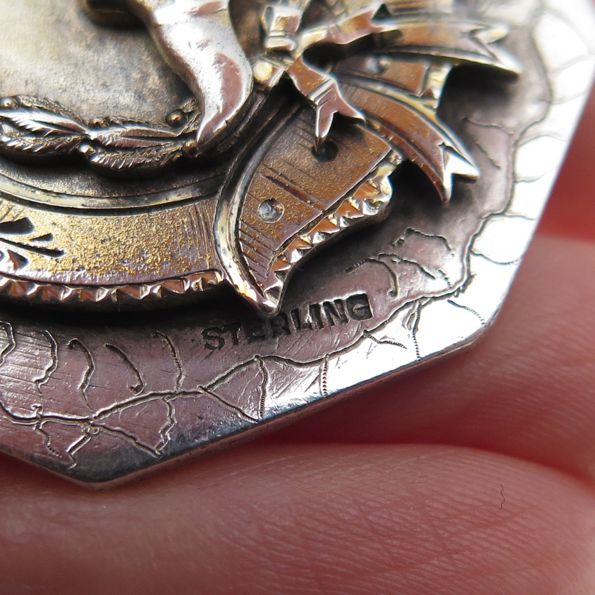 R. Harris & Co 925 Sterling 2-Tone Antique Enamel Marathon 1 Mile Handicap Medal