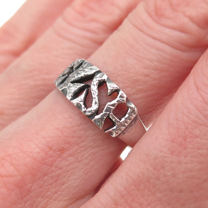 925 Sterling Silver Vintage Elsa Oxidized Name Ring Size 8