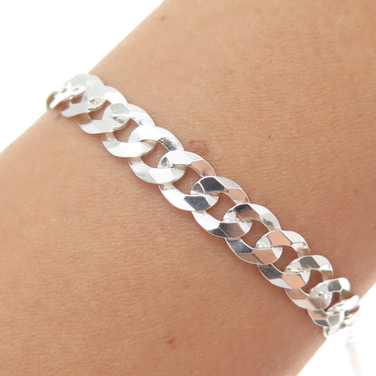 925 Sterling Silver Vintage Italy Curb Link Bracelet 7"