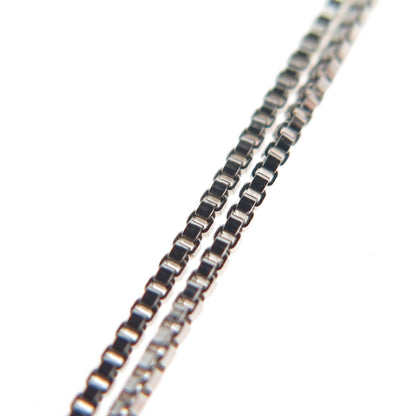 925 Sterling Silver Real Diamond & Multi-Color Gem Box Chain Necklace 18"