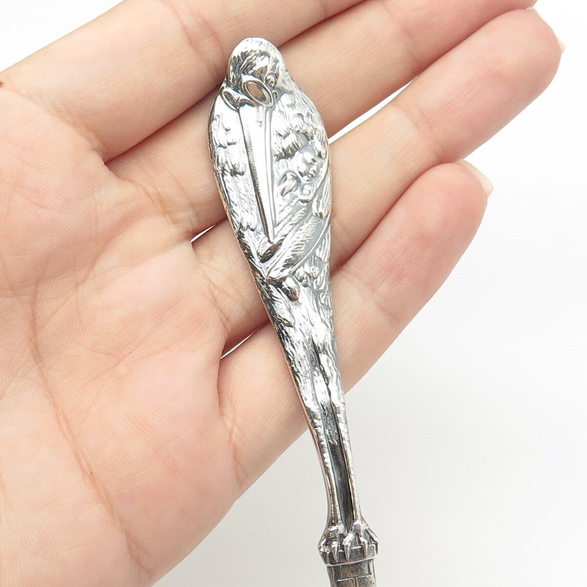 925 Sterling Silver Antique Art Deco Reed & Barton Stork Birth Record Spoon