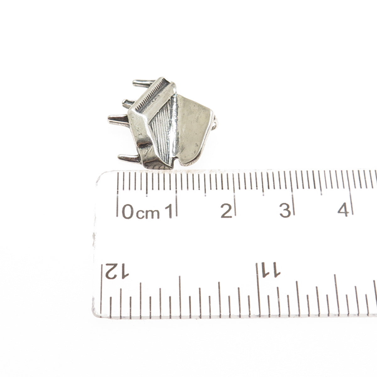 925 Sterling Silver Vintage Grand Piano Oxidized Minimalist Slide Charm Pendant