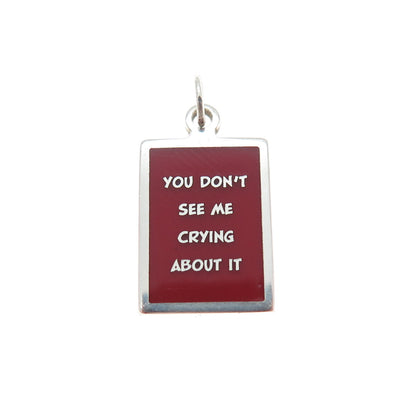 925 Sterling Silver Enamel You Don't See Me Crying About It Minimalist Pendant