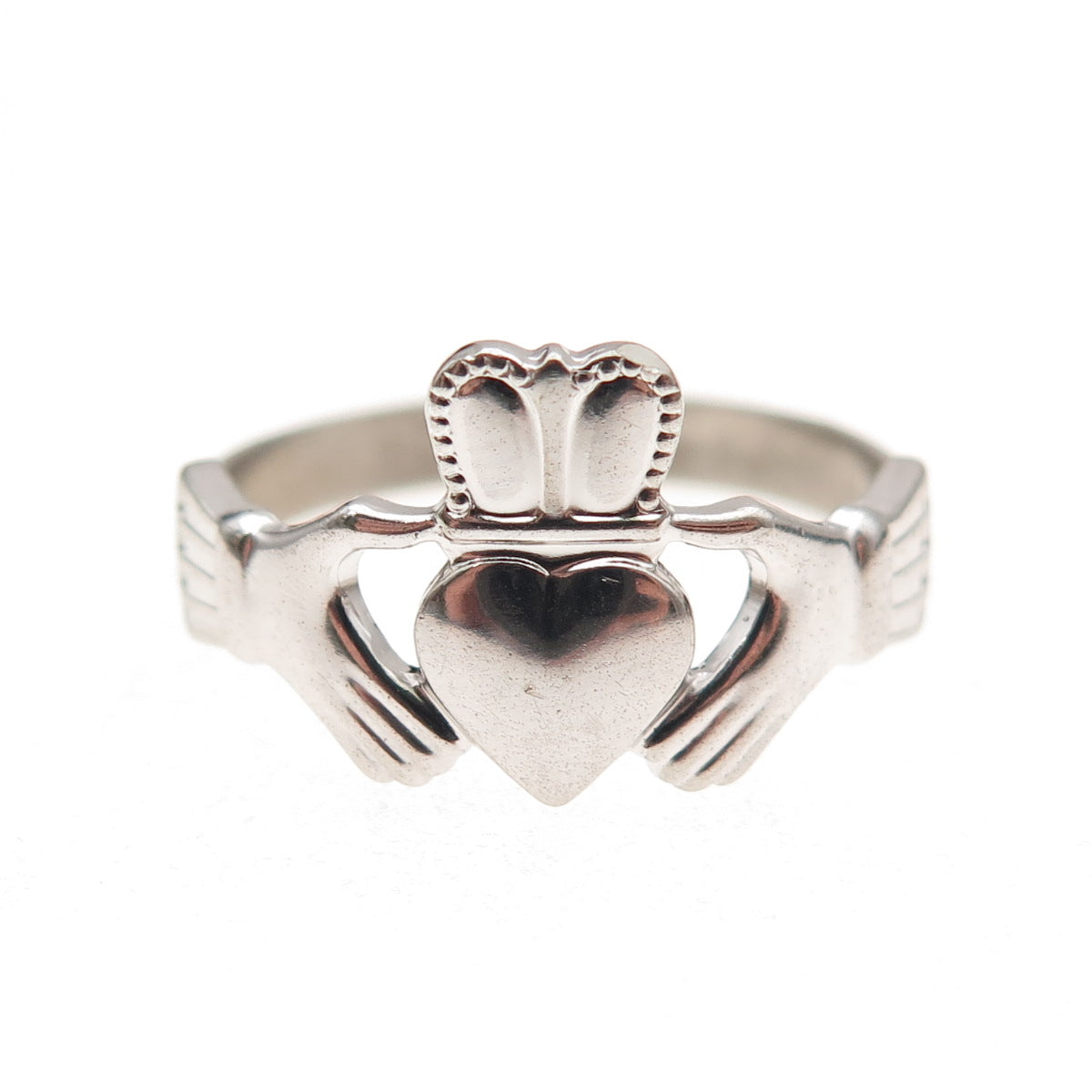 Beau 925 Sterling Silver Vintage Irish Claddagh Oxidized Ring Size 7