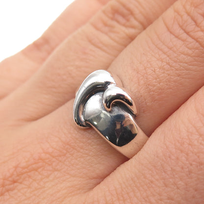STAUER 925 Sterling Silver Vintage Modernist Heart Oxidized Ring Size 8