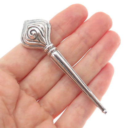 ZINA 925 Sterling Silver Vintage Torch Oxidized Pin Brooch