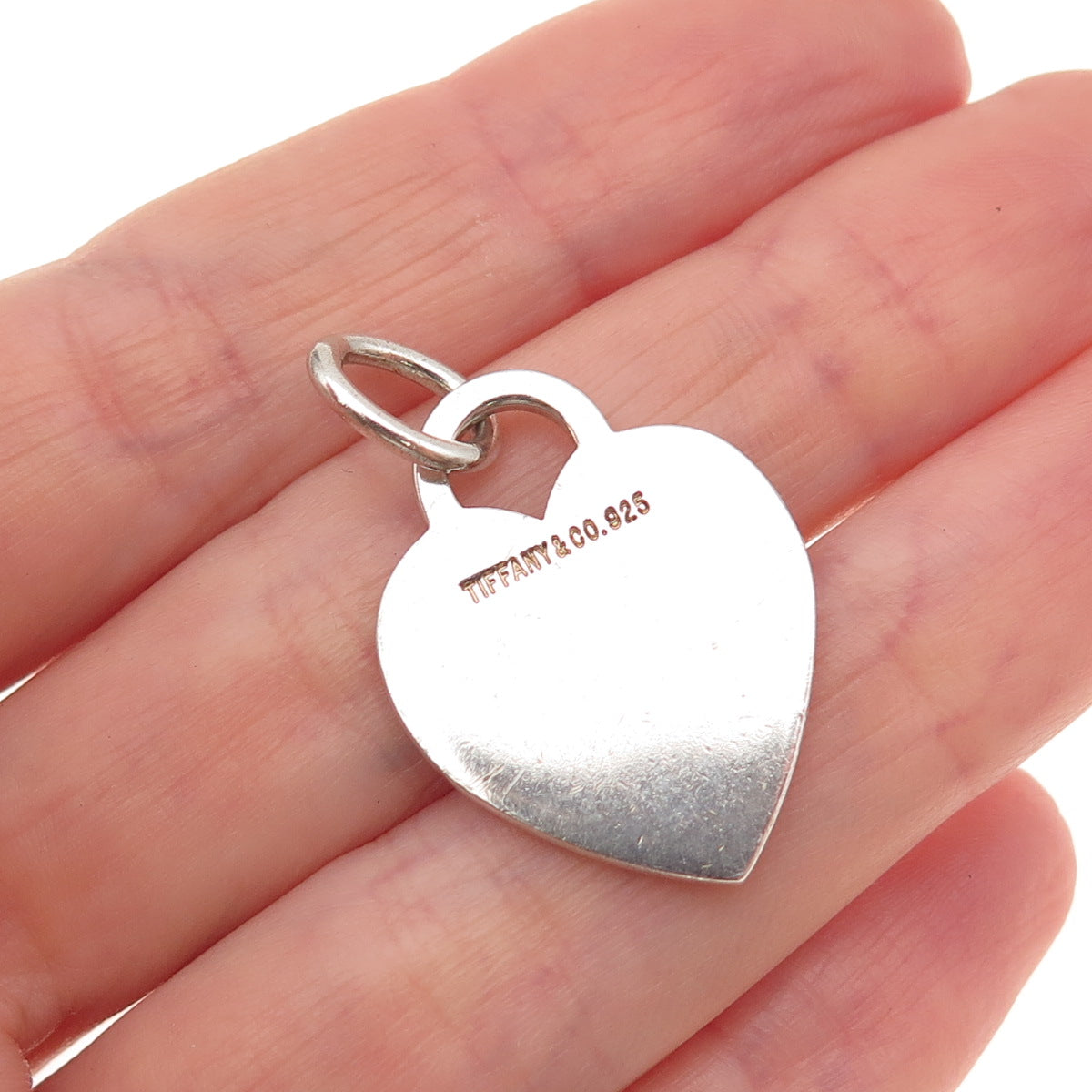 Tiffany & Co. 925 Sterling Silver Vintage Engraved SPD Mono Heart Charm Pendant