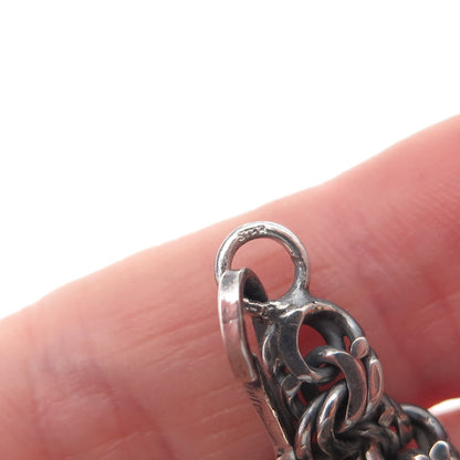 925 Sterling Silver Vintage Oxidized Bismark Link Bracelet 8.75"