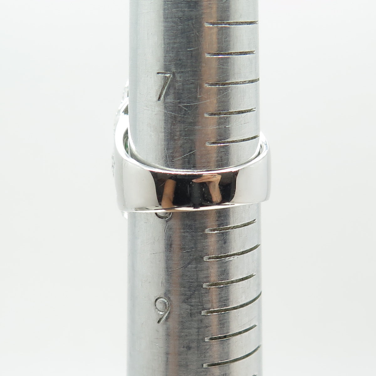 925 Sterling Silver Nano Emerald & Round-Cut C Z Ring Size 8