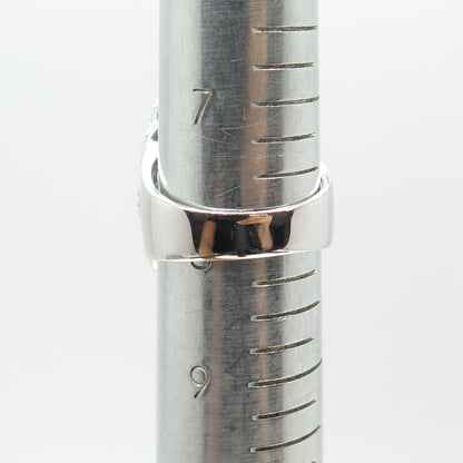 925 Sterling Silver Nano Emerald & Round-Cut C Z Ring Size 8