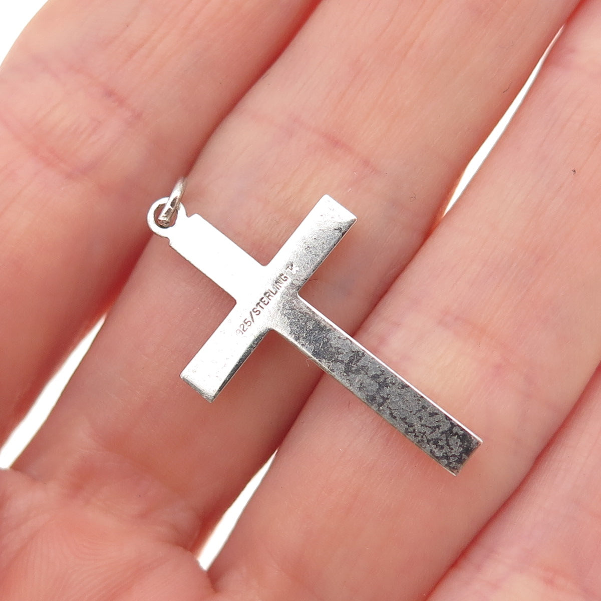 Tru-Kay 925 Sterling Silver Vintage Cross Oxidized Charm Pendant