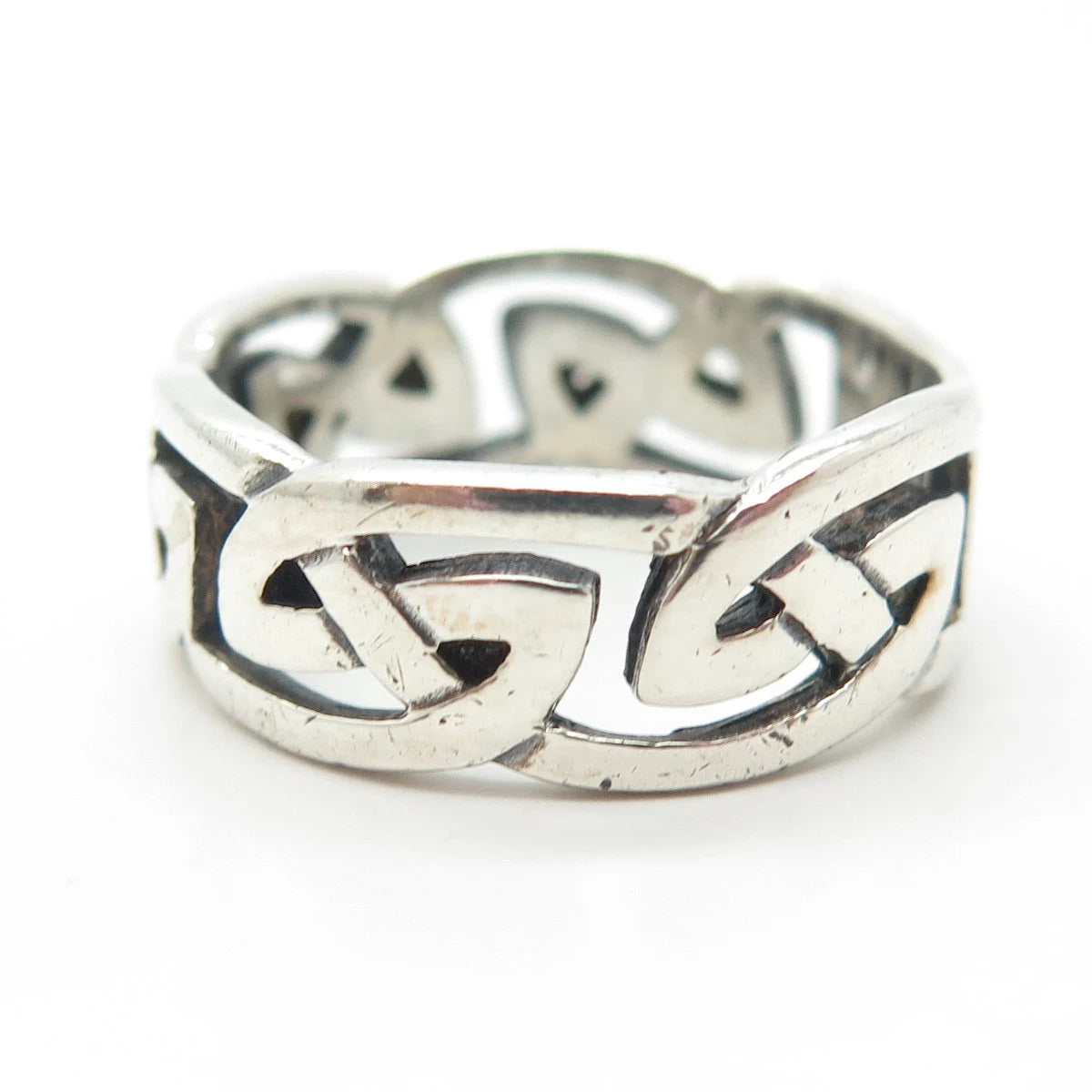 925 Sterling Silver Vintage Mexico Celtic Band Ring Size 11.25