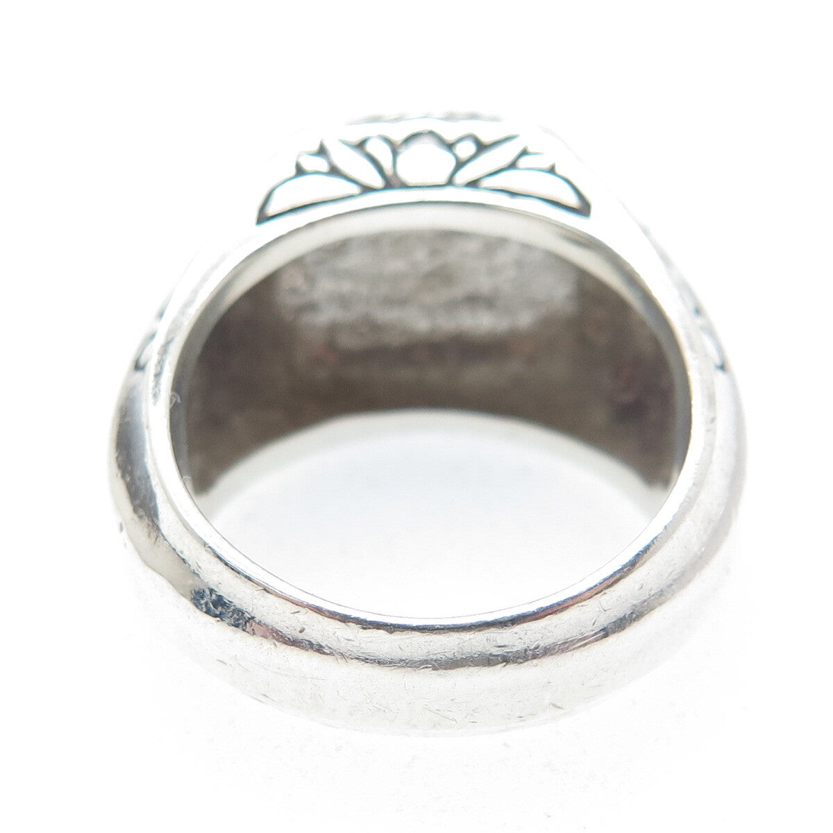 925 Sterling SIlver Vintage Real Tourmaline Lotus Ring Size 7.5 (cracked stone)