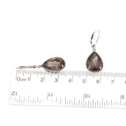 Michelle Albala 925 Sterling Silver Vintage Real Smoky Quartz Dangle Earrings