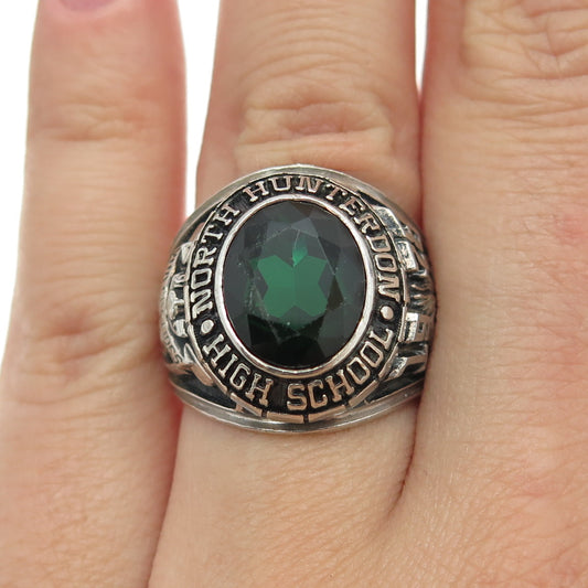 JOSTEN 925 Sterling Vintage '78 Glass North Hunterdon High School Ring Size 7.25