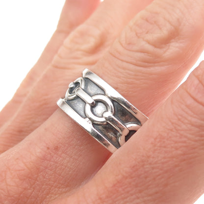 925 Sterling Silver Vintage Chain Link Oxidized Band Ring Size 14.5
