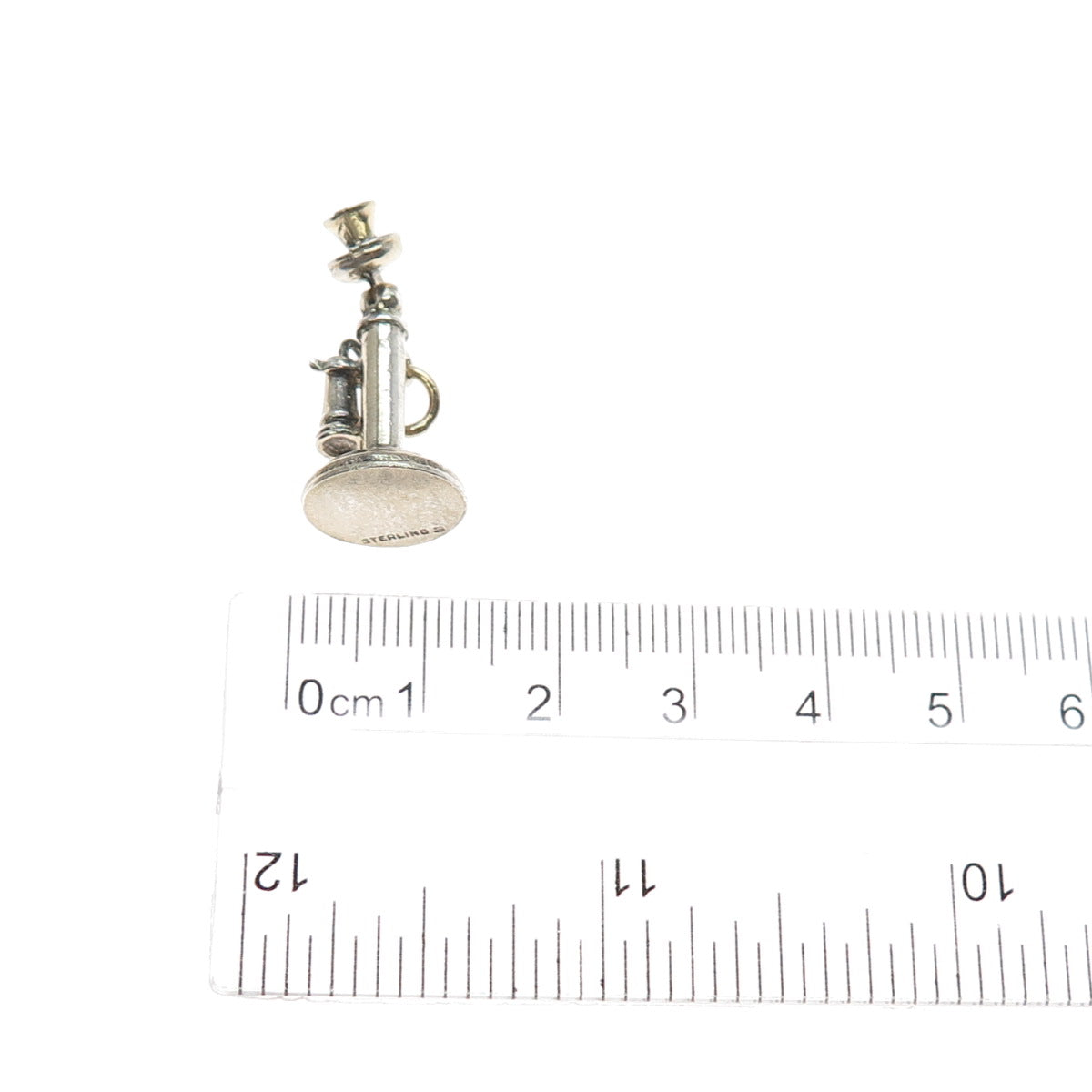 WELLS 925 Sterling Silver Vintage Retro Candlestick Phone 3D Charm Pendant