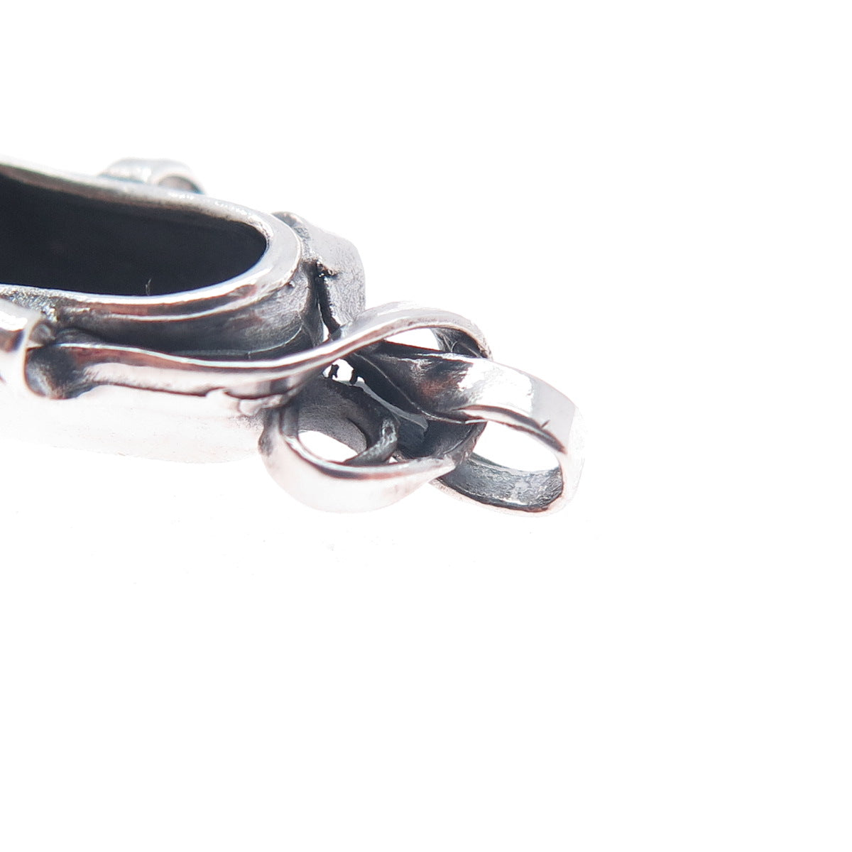 925 Sterling Silver Vintage Ballerina Shoe Mini 3D Charm Pendant