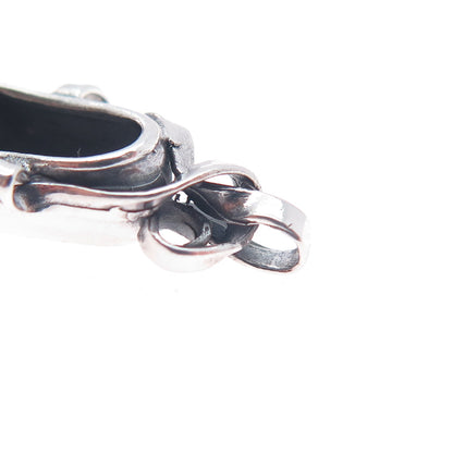 925 Sterling Silver Vintage Ballerina Shoe Mini 3D Charm Pendant