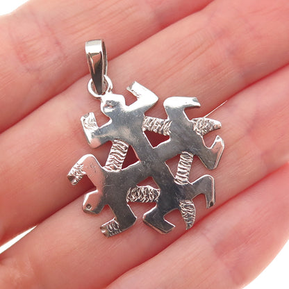 925 Sterling Silver Vintage Jerusalem Cross Oxidized Charm Pendant
